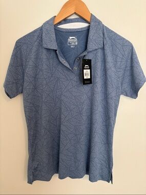 Slazenger Women’s Heather Light Blue Polo with Geometric Print